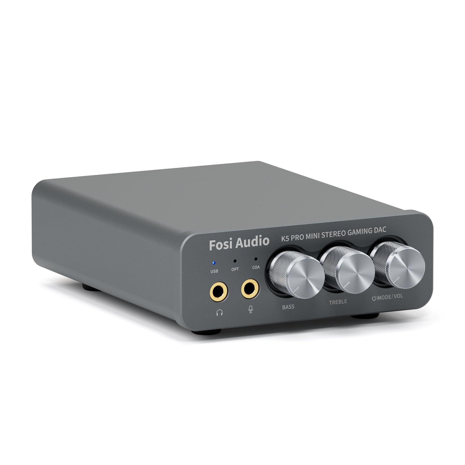Fosi Audio K5 PRO DAC ヘッドフォンアンプ マイク入力可 ミニ 小型 HiFi ステレオ デジタル DAC ゲーム用 USB-C 光 同軸入力 RCA 3.5mmヘッドホン出力 PS5 PC MAC スマホ パソコン 家庭用スピーカーに対応