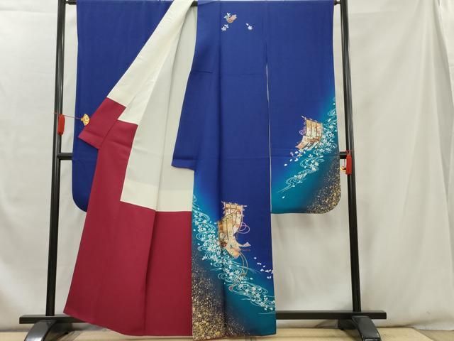 正絹　華やかな花柄の振袖フルセット　大幅値下げしました! 平和屋着物□豪華振袖 几帳舞花文 暈し染め 金彩 正絹 逸品