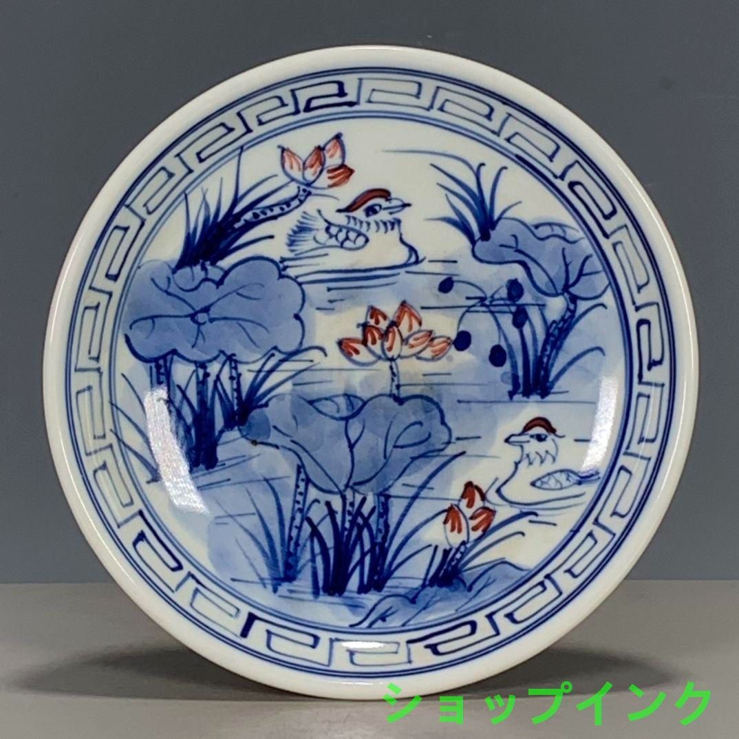 中国美術品 青花釉里 紅蓮花 高足果皿 置物 - メルカリ