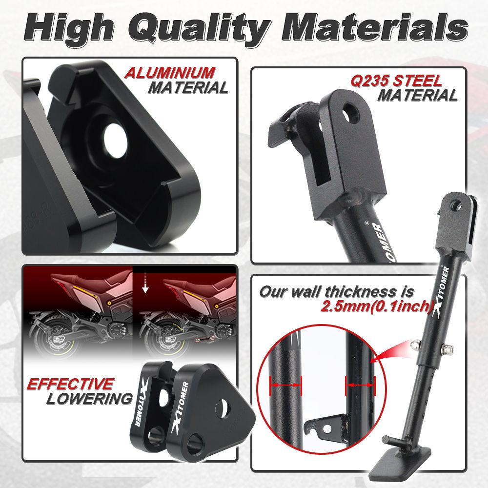 バイク 二輪リアサスペンションローダウンリンク ヤマハ MT-03 MT03 2016-2025 YZF-R3 R3 2015-2025 調整式キックスタンドサイドスタンド