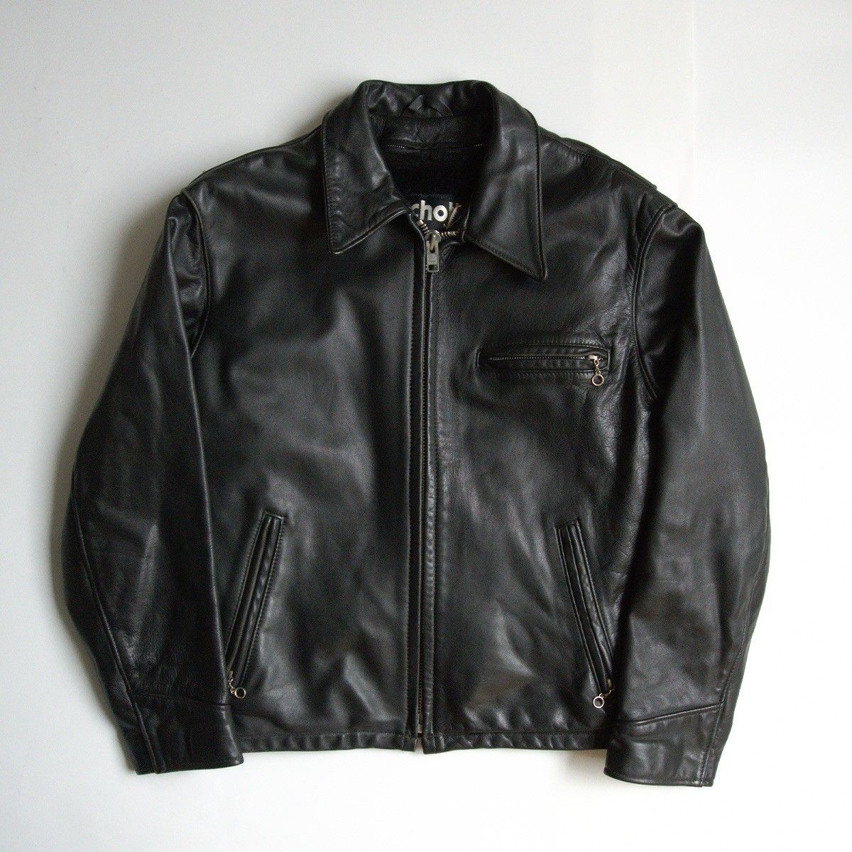 雰囲気抜群】SCHOTT【AT101/シングルライダースジャケット】40 襟