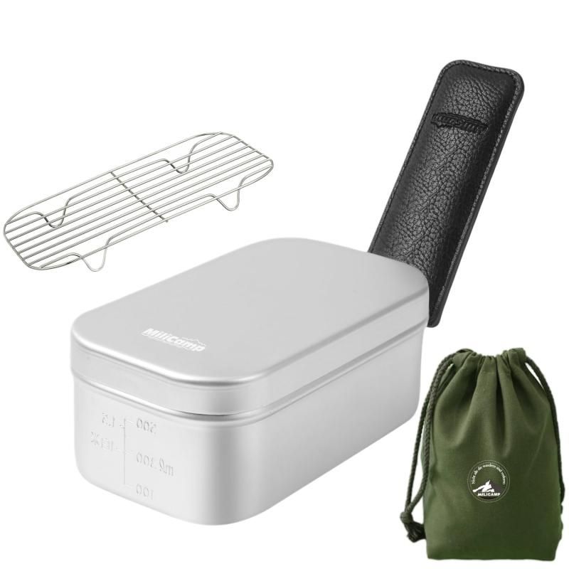 MiliCamp MR-250 Pro メスティン 4in1セット キャンプ 飯ごう 2合炊き バリ取り済 アウトドア 自宅炊飯 防災対策 絞り加工 目盛付
