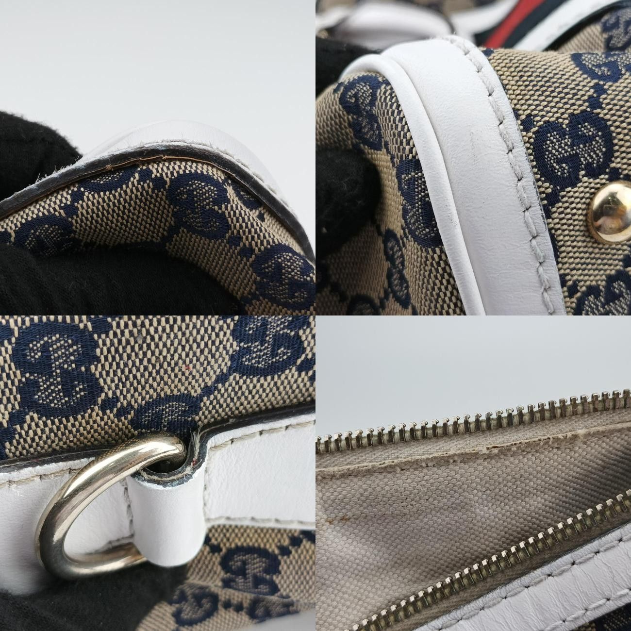 グッチGucciシェリーラインホワイト×ベージュ×マルチファブリック247205A7773023