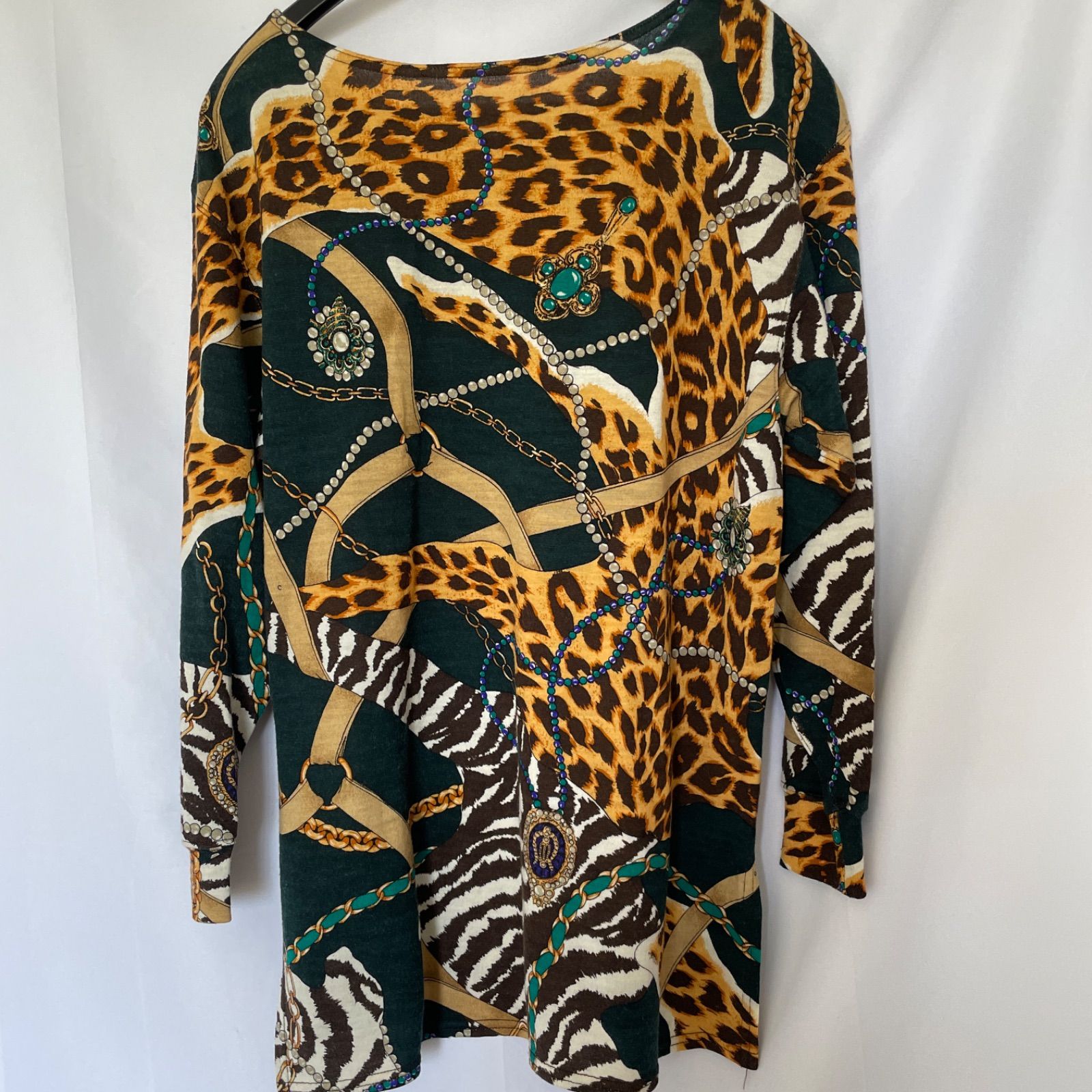 z880 伊太利屋 イタリヤ ニットトップス カットソー 長袖 ヒョウ柄 虎