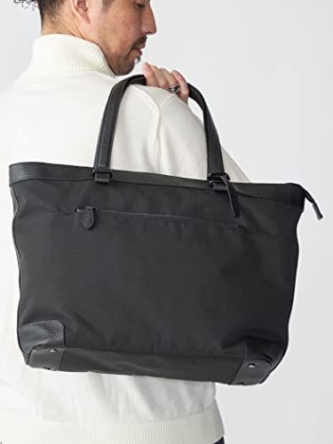 [シップス] バッグ シュリンクレザー × ファブリック コンビ トートバッグ メンズ 118433436 Black1