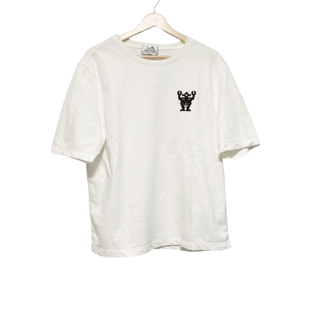 HERMES(エルメス) 半袖Tシャツ サイズM メンズ - 白×黒 クルーネック 