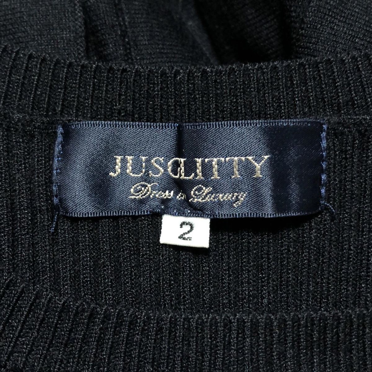 JUSGLITTY ジャスグリッティー サイズ2 美品 濃紺 ドレープ ワンピ JUSGLITTY ジャスグリッティー サイズ2 美品 濃紺 ドレープ
