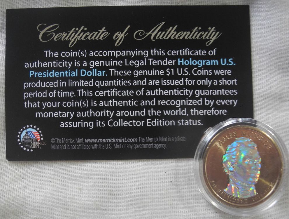 アメリカ 1ドル硬貨 限定ホログラム コイン ジェームズ・モンロー 自由の女神 - メルカリ