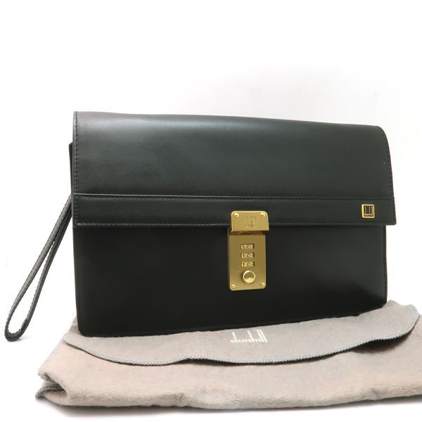 dunhill クラッチバッグ ダイヤル式 レザー 黒 ブラック セカンド 