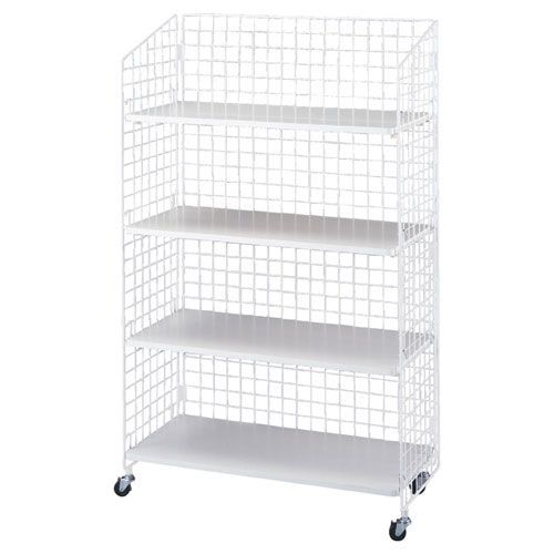 ネットラック 木棚展開 H150cm棚4段展開 W92cm 黒