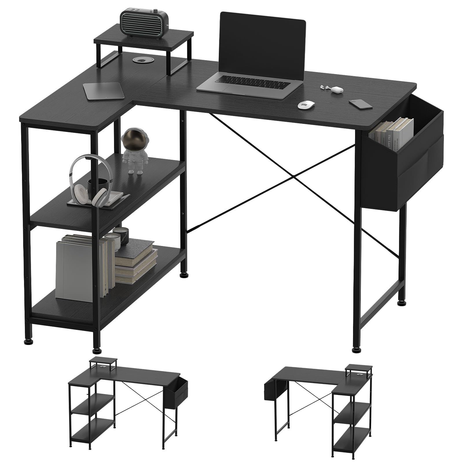 在庫セール】右棚左棚 Desk Computer 桌子 幅107cm コーナーデスクエル