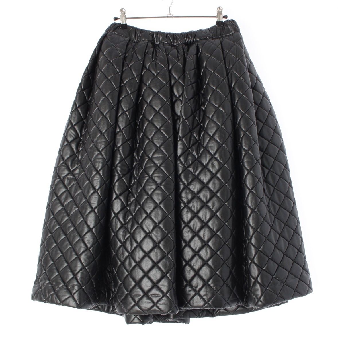 コムデギャルソン AD2025 フェイクレザー キルティング フ スカート GJ-S024 ブラック XS
