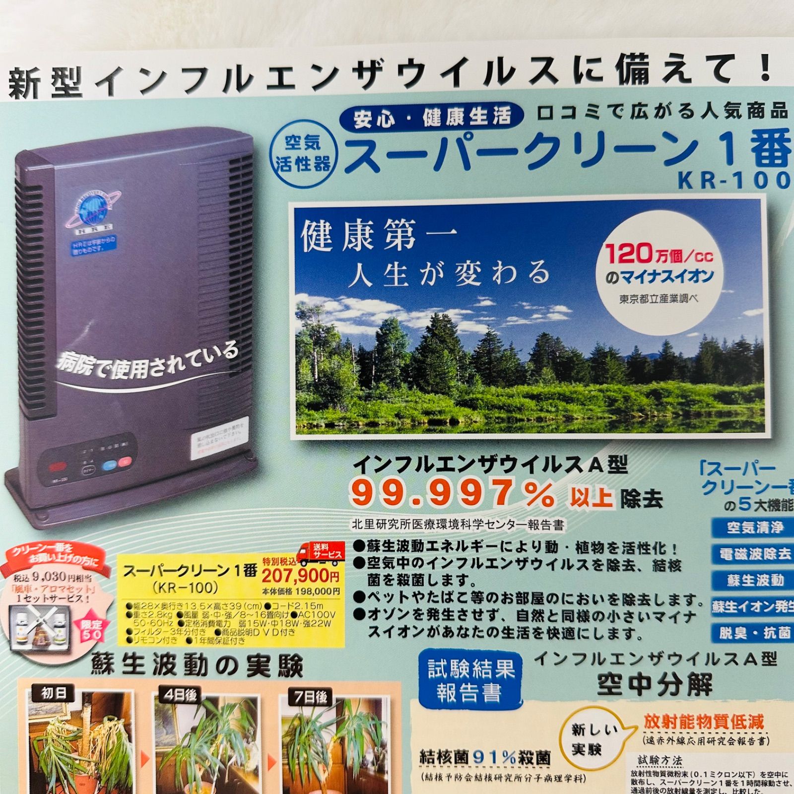 スーパークリーン1番 空気清浄機 マイナスイオン発生機 有害化学