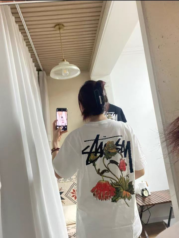 新品未使用 Stussy Withered Flower T-Shirt 男女兼用 黑+白 2枚