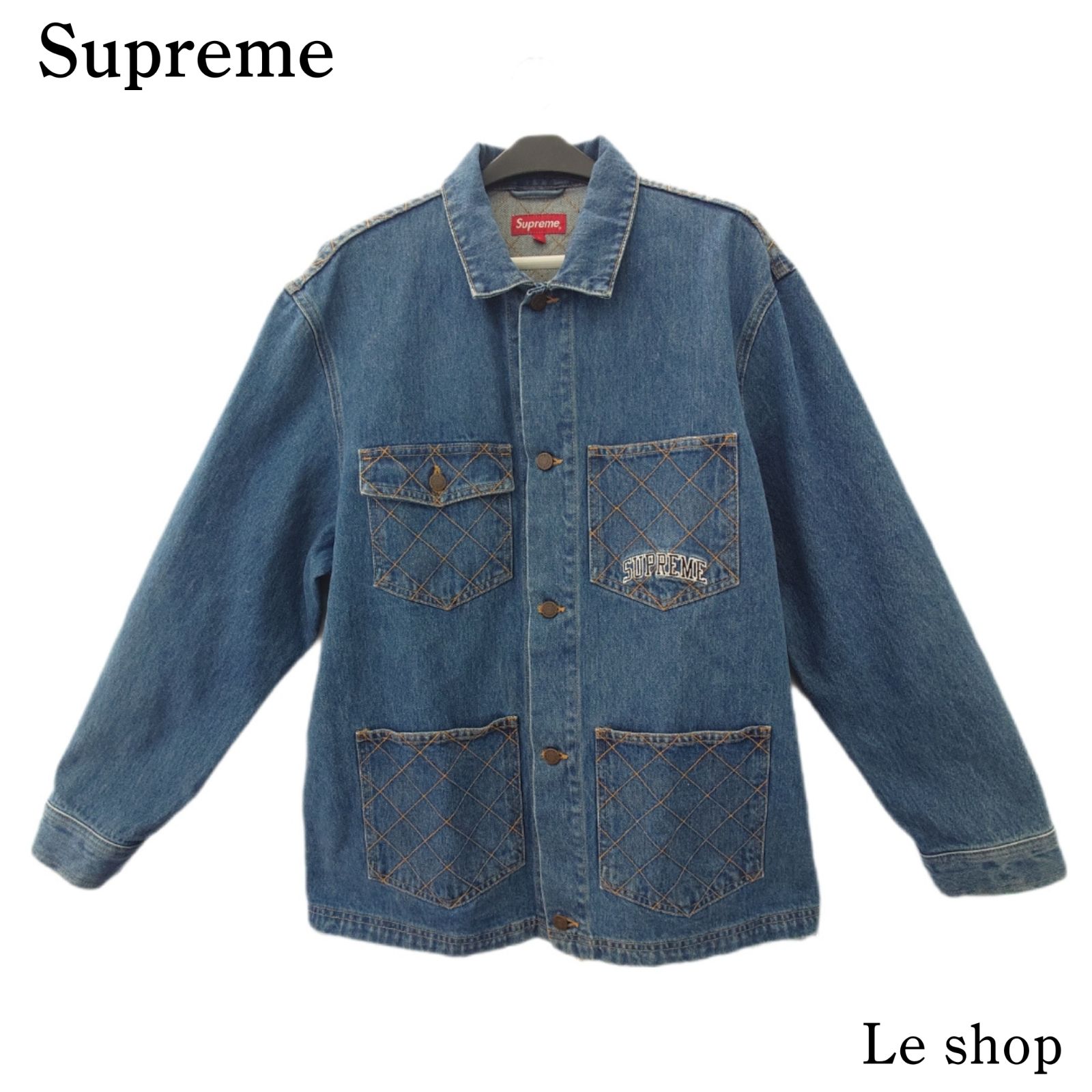 Supreme シュプリーム 18AW Diamond Stitch Denim Chore Coat カバーオール Lサイズ デニム メンズ