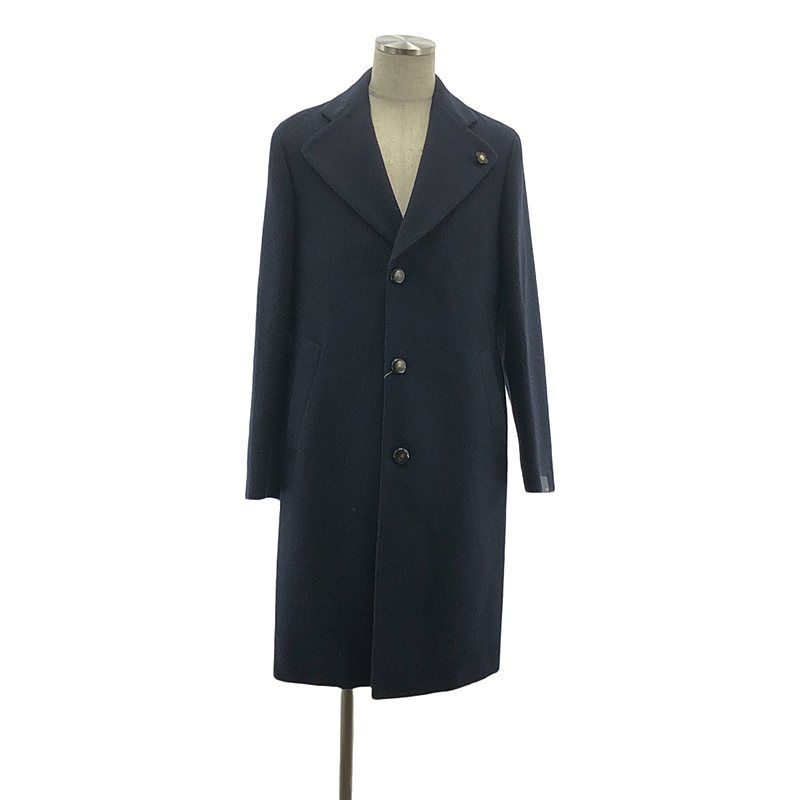 LARDINI | ラルディーニ | 2025AW | シャドウストライプ ワイドラペル チェスターコート | 46 | ネイビー | メンズ