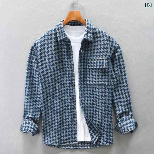 4XL メンズ ファッション 服 男性用 オシャレ シンプル 大人 かっこいい 大きいサイズ ストリート 紳士服 グリーン チェック柄 シャツ ジャケット ゆったり デニム 長袖 シャツ