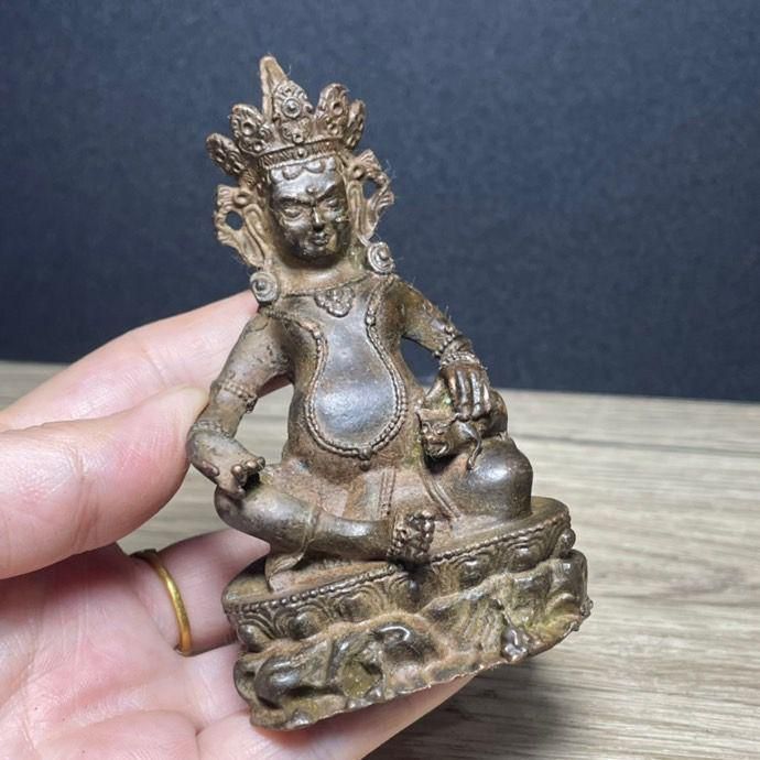 黄財神  仏像  仏教美術  装飾品  工芸品 美術品 置物 骨董*珍藏*藏傳仏像*古銅製*彩繪*黄財神仏像】