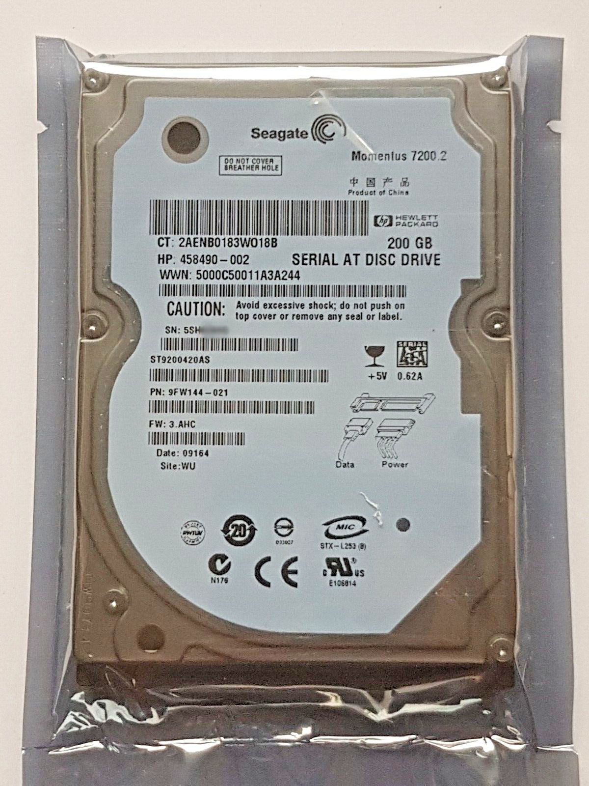 200GB SATA Seagate Moment 7200.2 ST9200420AS 16MB 2.5 Internal Hard Drive