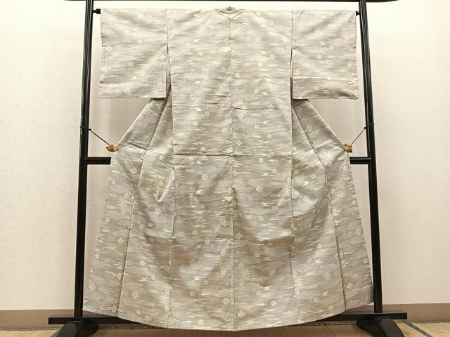 平和屋着物▽本場大島紬 白大島 単衣 雪輪花文 正絹 逸品 DAAT9231az