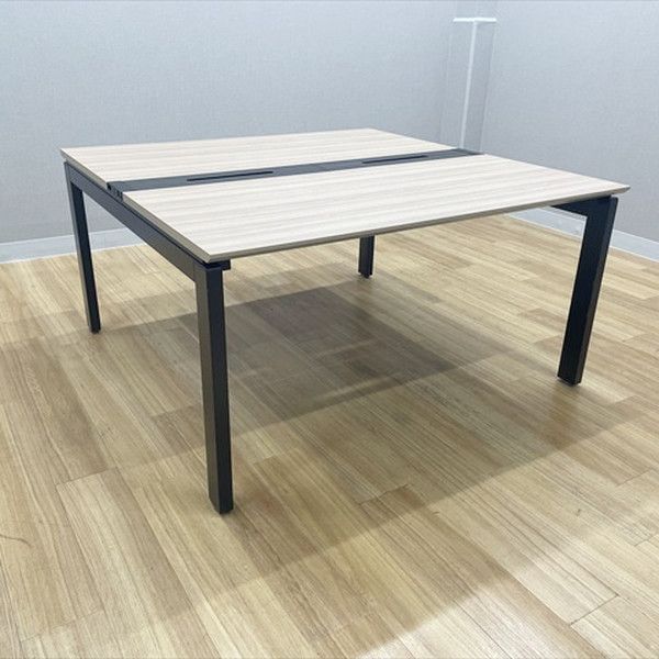 フリーアドレスデスク 2枚天板 フレイ両面タイプ 平机 作業台 イナバ ナチュラルウッド