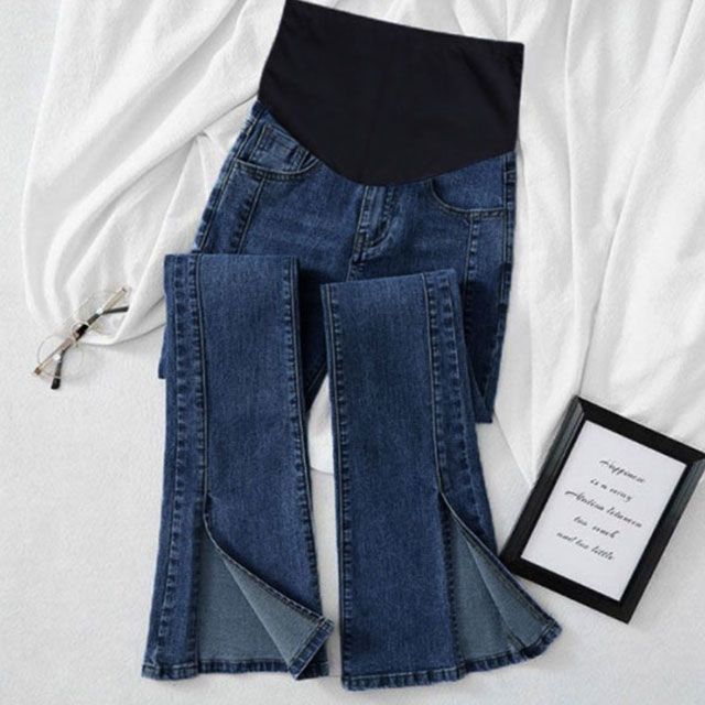 マタニティ ♥ デニムパンツ フ パンツ 春 秋 フロント スリット 美脚 ストレッチ スキニーパンツ レディース 妊婦服 産前 産後 ズボン ボトムス ジーンズ マタニティウェア 4VGQ159