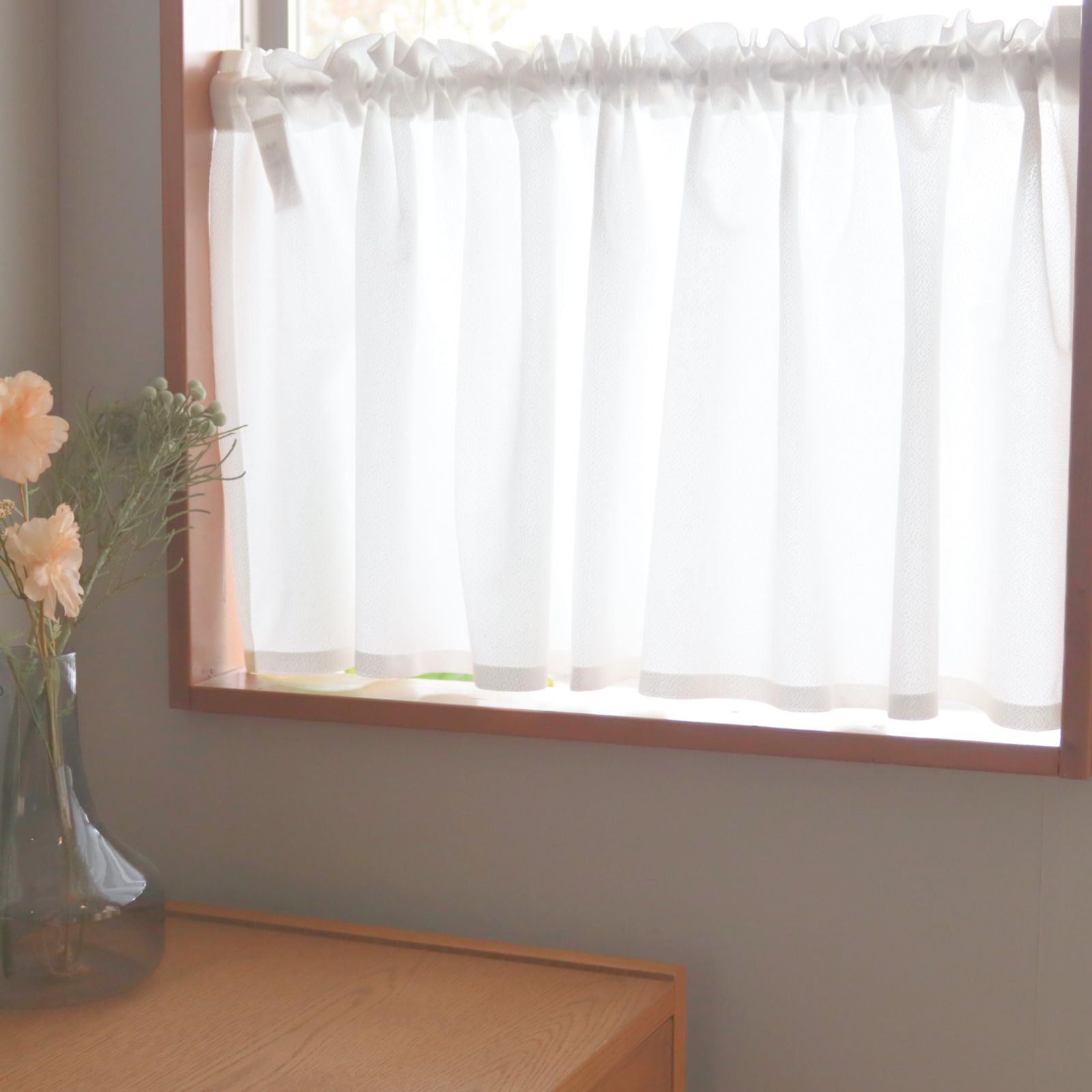 カフェカーテン 三角 800×450mm 白・40448