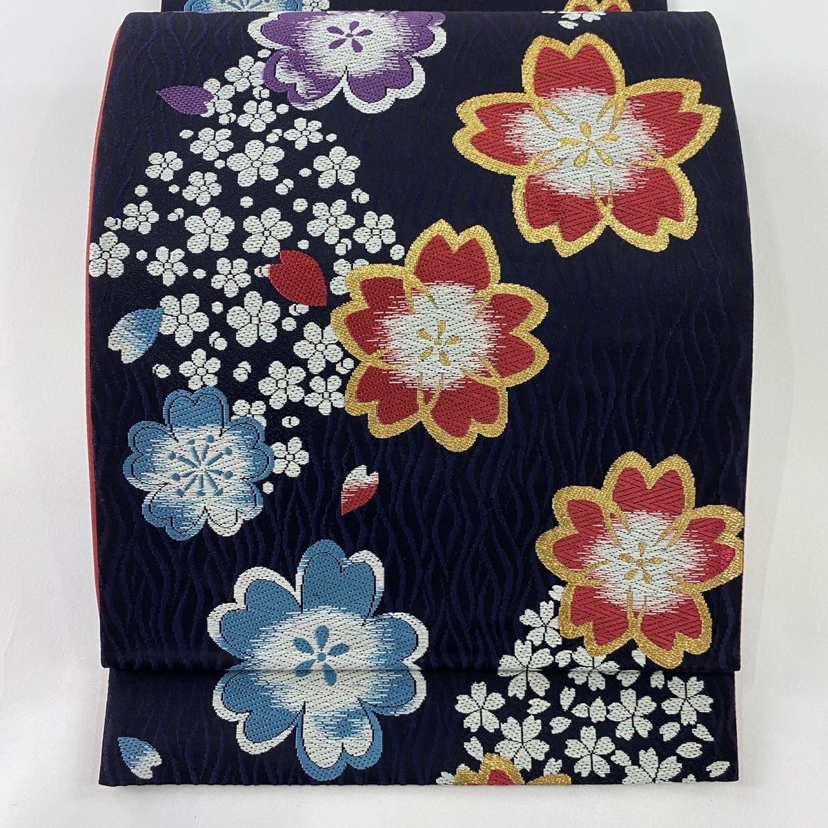 美品】 袋帯 秀品 桜 花びら 箔 唐織 濃紺 六通 正絹 【中古】 - メルカリ