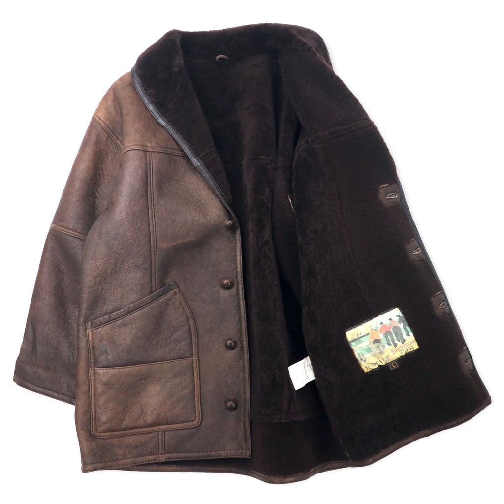 B SPARE ショールカラー ムートンジャケット ランチコート L ブラウン