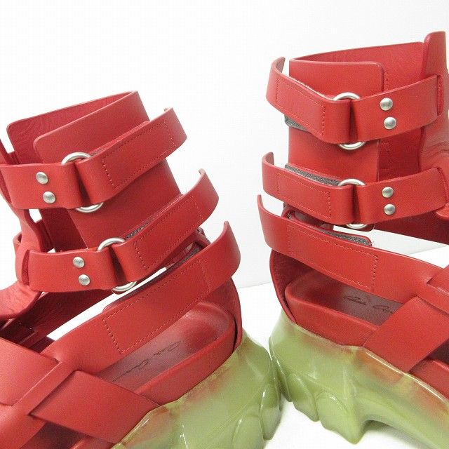 【美品】RICK OWENS サンダル クリアソール レザー 厚底 黒 ベルト 美品】RICK OWENS サンダル クリアソール レザー 厚底 黒 ベルト