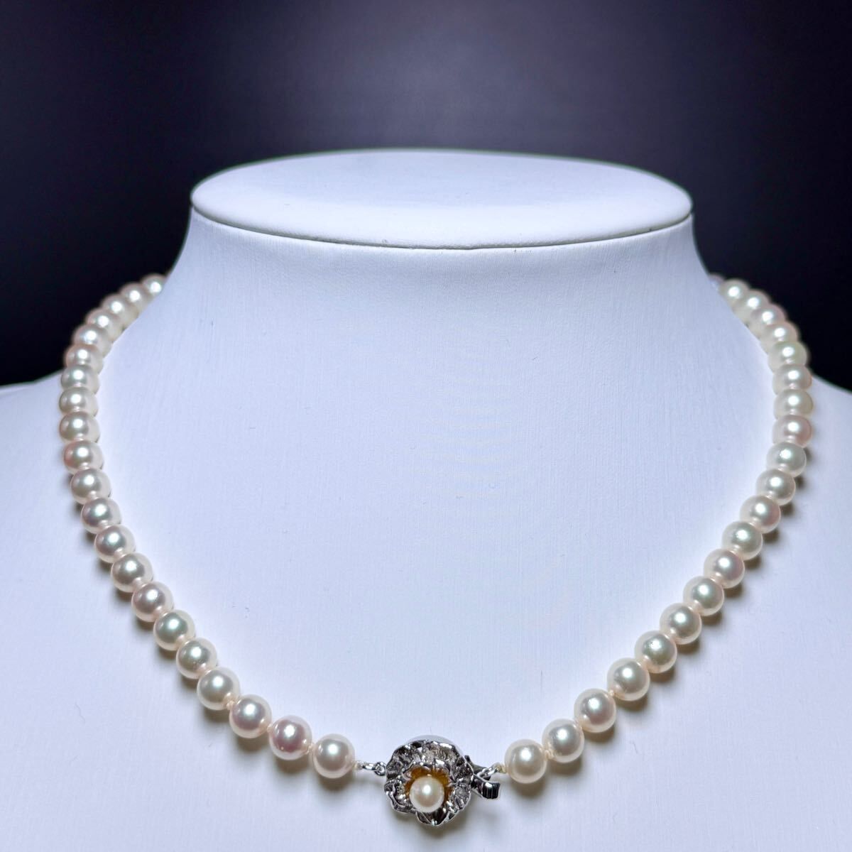照り◎ アコヤ真珠 ネックレス 6.52〜6.89㎜ 43㎝ 30g akoya
