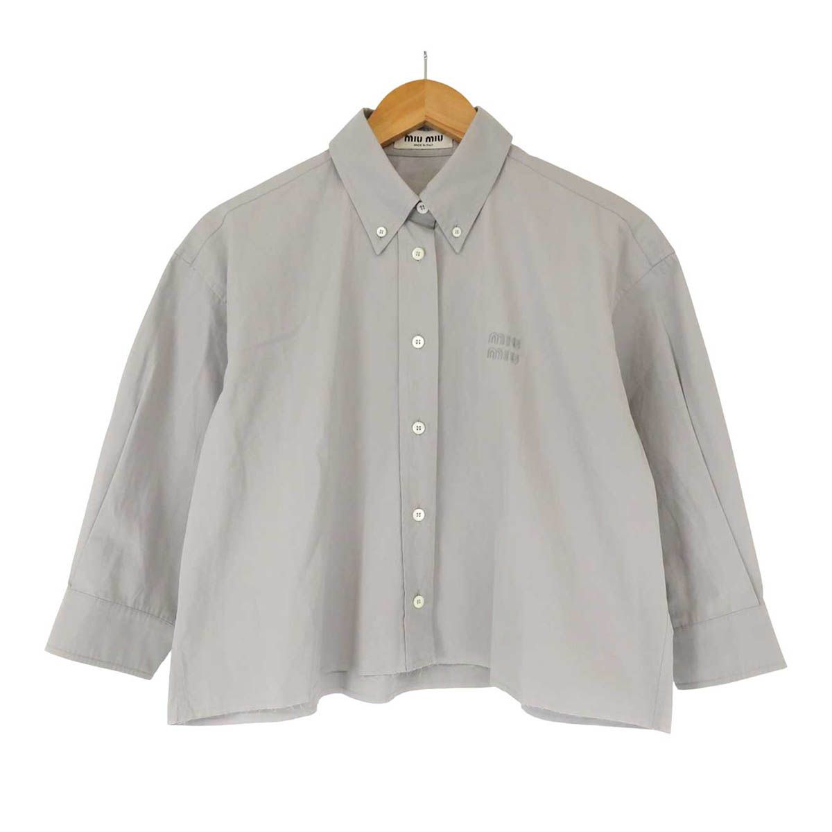 ミュウミュウ ロゴ ポプリン シャツ MK1659 SOOO 10RG レディース グレー MIUMIU アパレル 小物