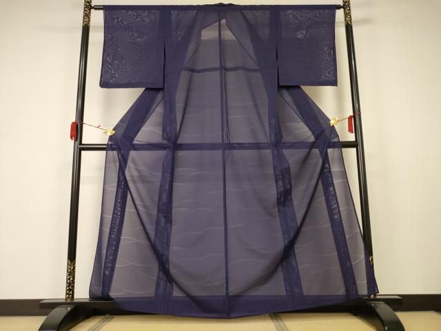 平和屋着物＊夏物 色無地 絽 芝紋紗 黒紅色 洗える着物 AABB2636jd