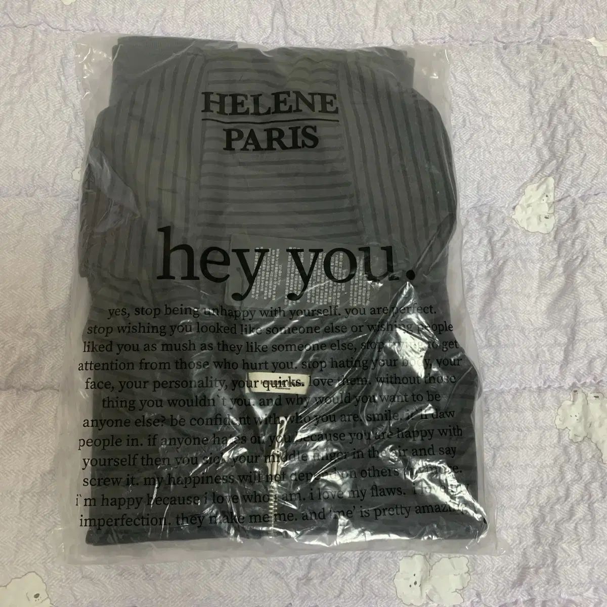  エレーヌ パリス ディボタン ロゴ ストライプ フード ジップアップ パーカー トップス