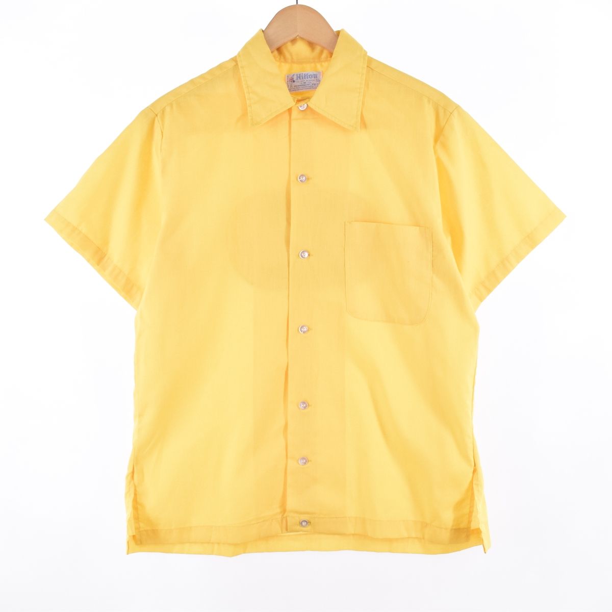 USA製70sヴィンテージ 美品ヒルトン ボーリングシャツ 黄イエロー 