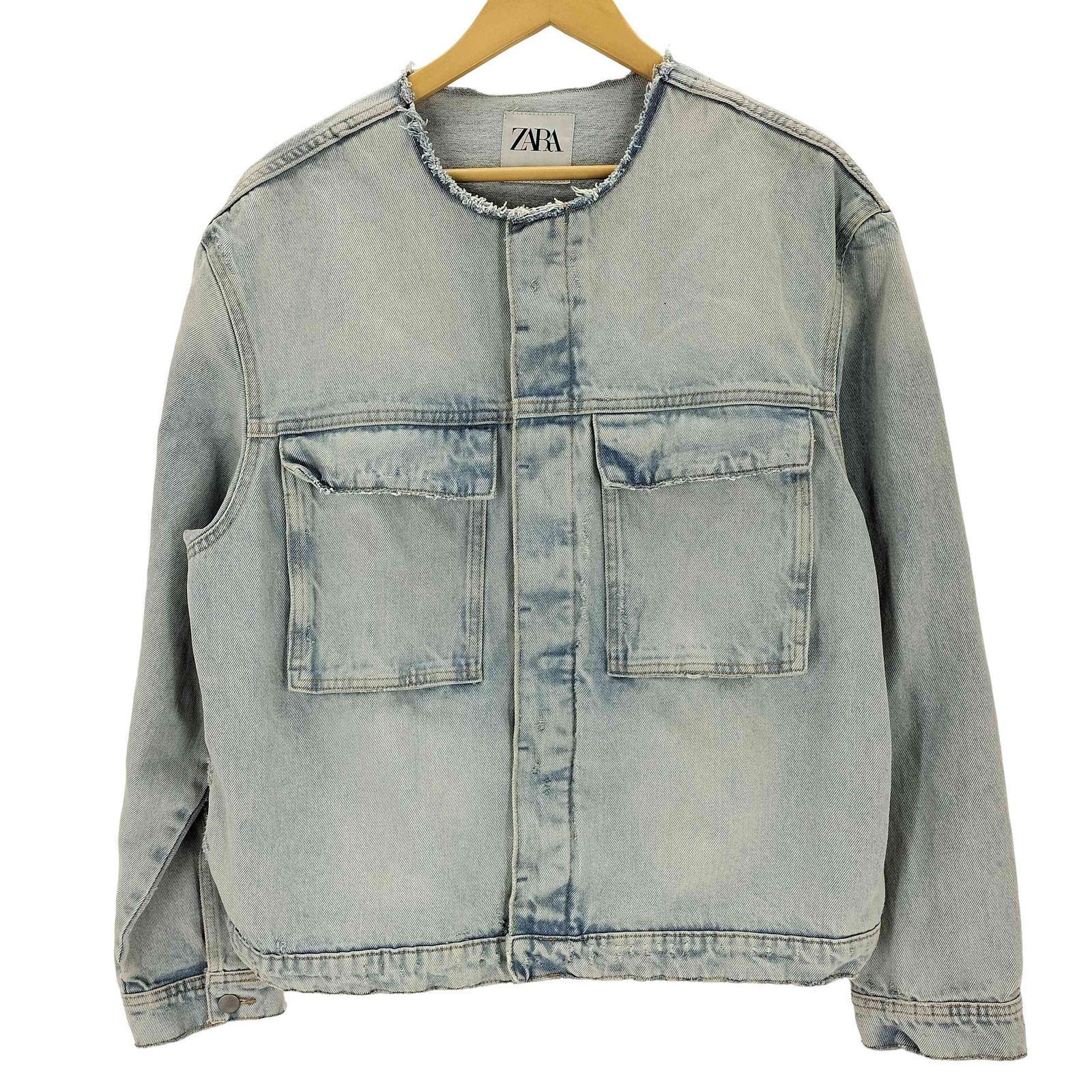 ザラ ZARA ノーカラーデニムジャケット メンズ import：L 