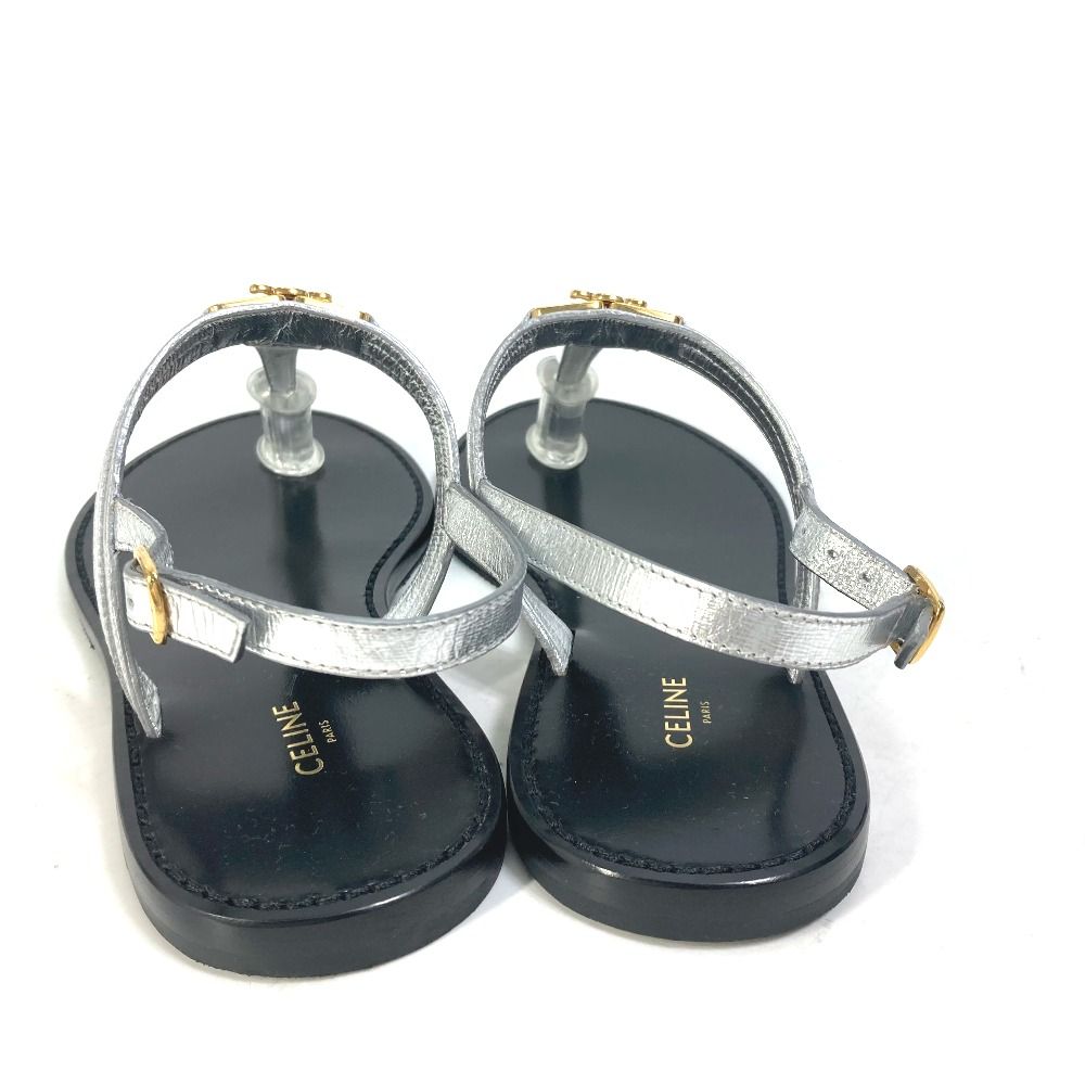 海外限定スパイク販売 CELINE トリオンフシルバートングサンダル 靴