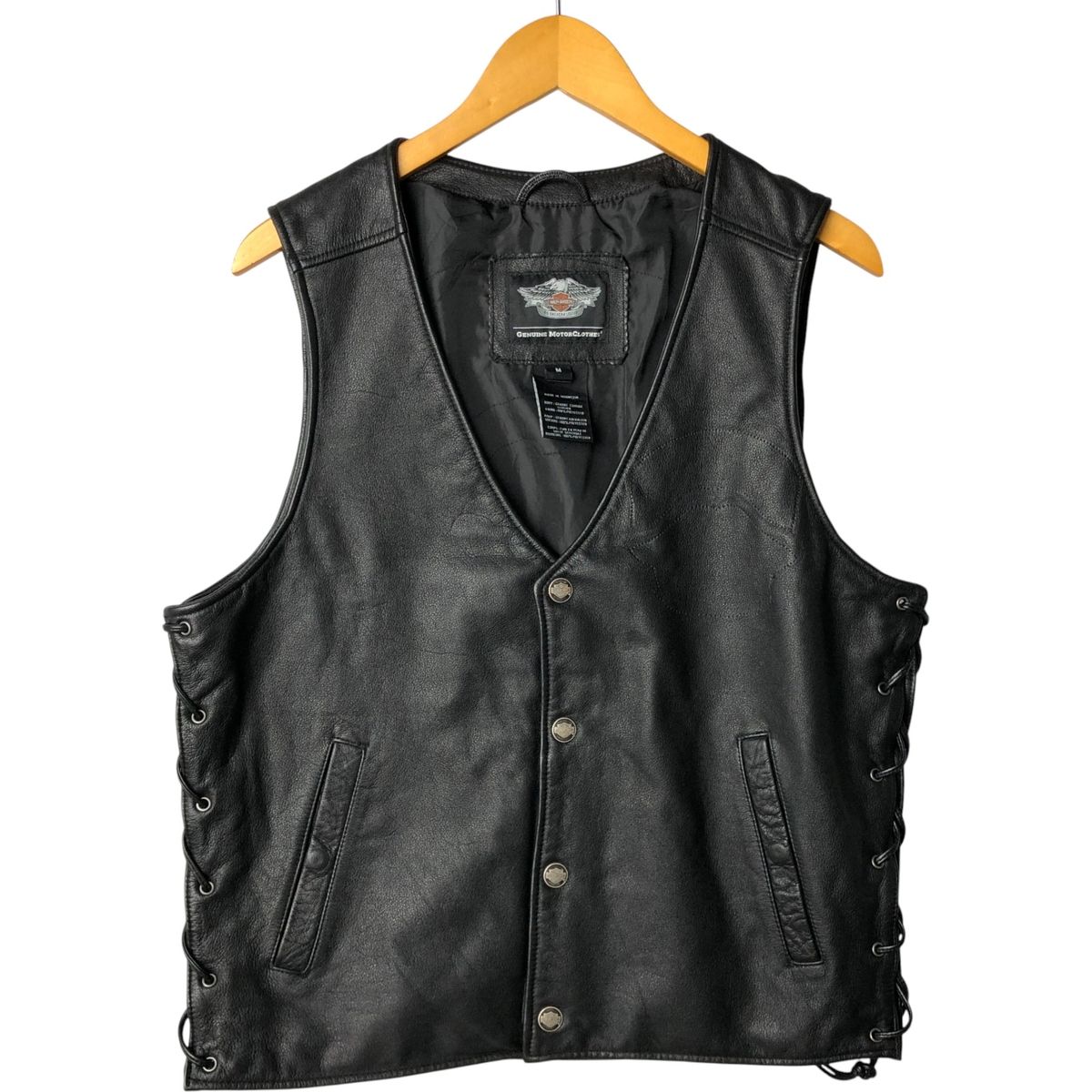 古着 ハーレーダビッドソン Harley-Davidson レースアップ レザーベスト メンズM相当|eaa583568