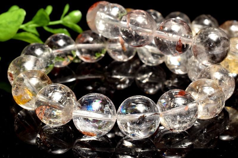 ヒマラヤエレスチャルクォーツ ブレス❥ ヒマラヤ産◇レインボー エレスチャルクォーツ 15.5mm