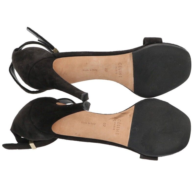 セリーヌ アンクルストラップスエードミュール