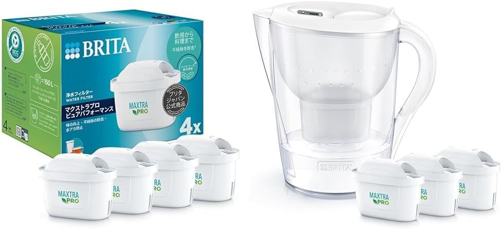 セット買い ブリタ 浄水器 交換用 マクストラ プロ カートリッジ ピュアパフォーマンス ４個入り 日本 ブリタ ポット型 浄水器 マレーラXL ろ過水容量 1.75L 全容量 3.5L マクストラプロ カートリッジ ピュアパフォーマンス