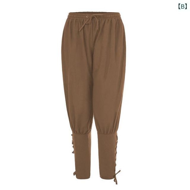 [3XL]メンズ ファッション オシャレ アイテム 撮影 小物 コスプレ ステージ 衣装  足ストラップ ゆったり カジュアル パンツ ズボン 中世 レトロ 半ズボン ブーツ ズボン 綿麻 レディース 春夏 