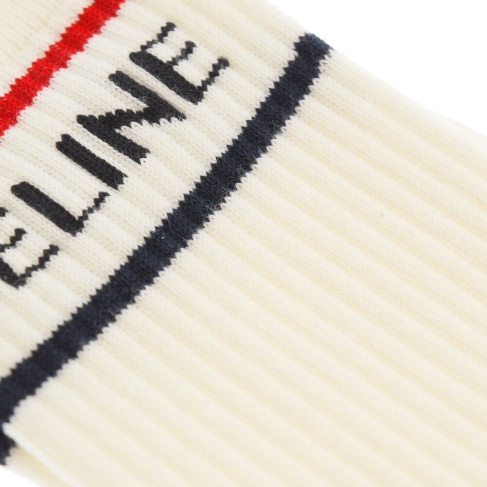 CELINE ホワイトソックス CELINE (セリーヌ) ロゴ刺繍 コットンソックス 靴下 ホワイト