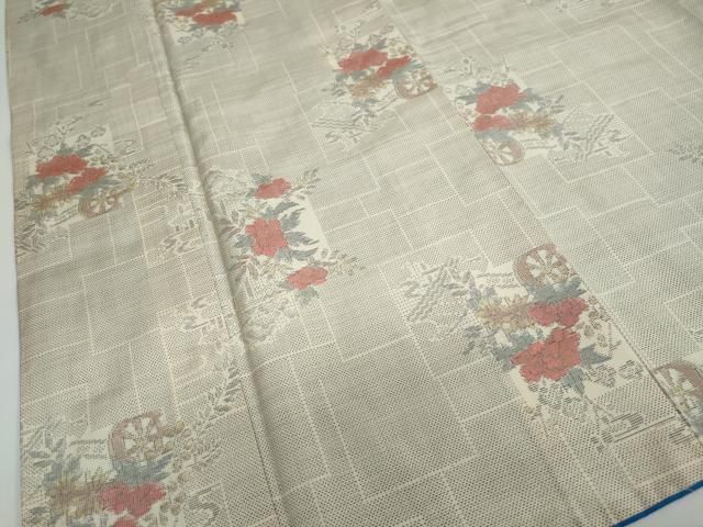 平和屋着物○本場大島紬 白大島 9マルキ 総絣 花車文 正絹 逸品