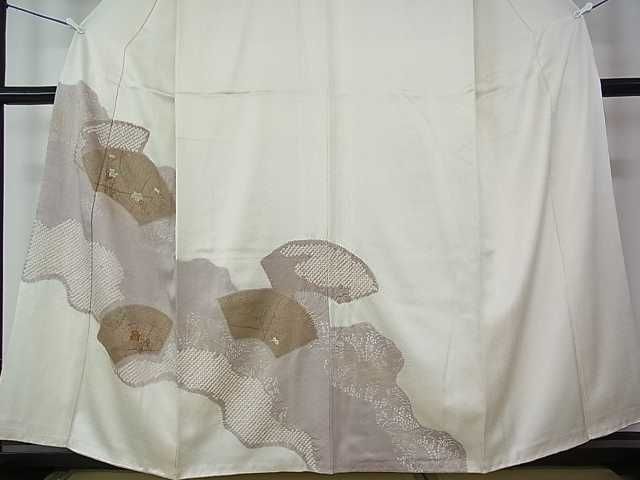 平和屋着物□訪問着 刺繍 絞り 地神重ね葡萄蔦の葉文