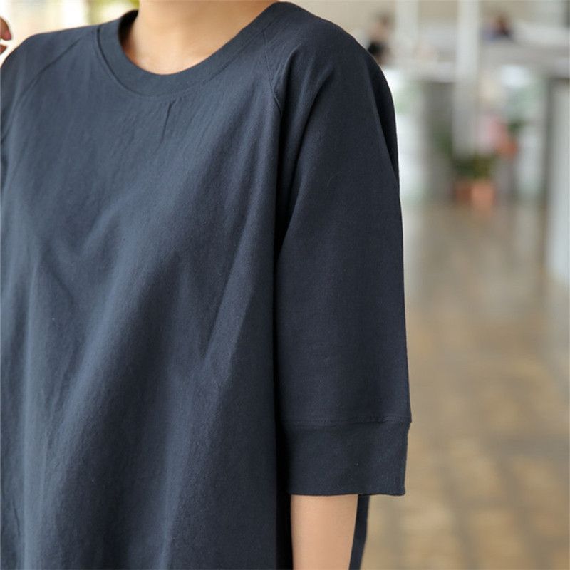 七分袖カットソー レディース 麻 ゆったり Tシャツ 7分袖 T