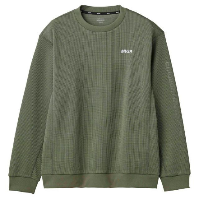 DESCENTE デサント S.F.TECH ソフトワッフル スウェットクルー カーキ XOサイズ DMMVJC23 KH | スポーツ ウエア 服 衣類 機能性 トップス 長袖 ロングスリーブ 素材 ストレッチ性 伸縮性 快適 クルーネ