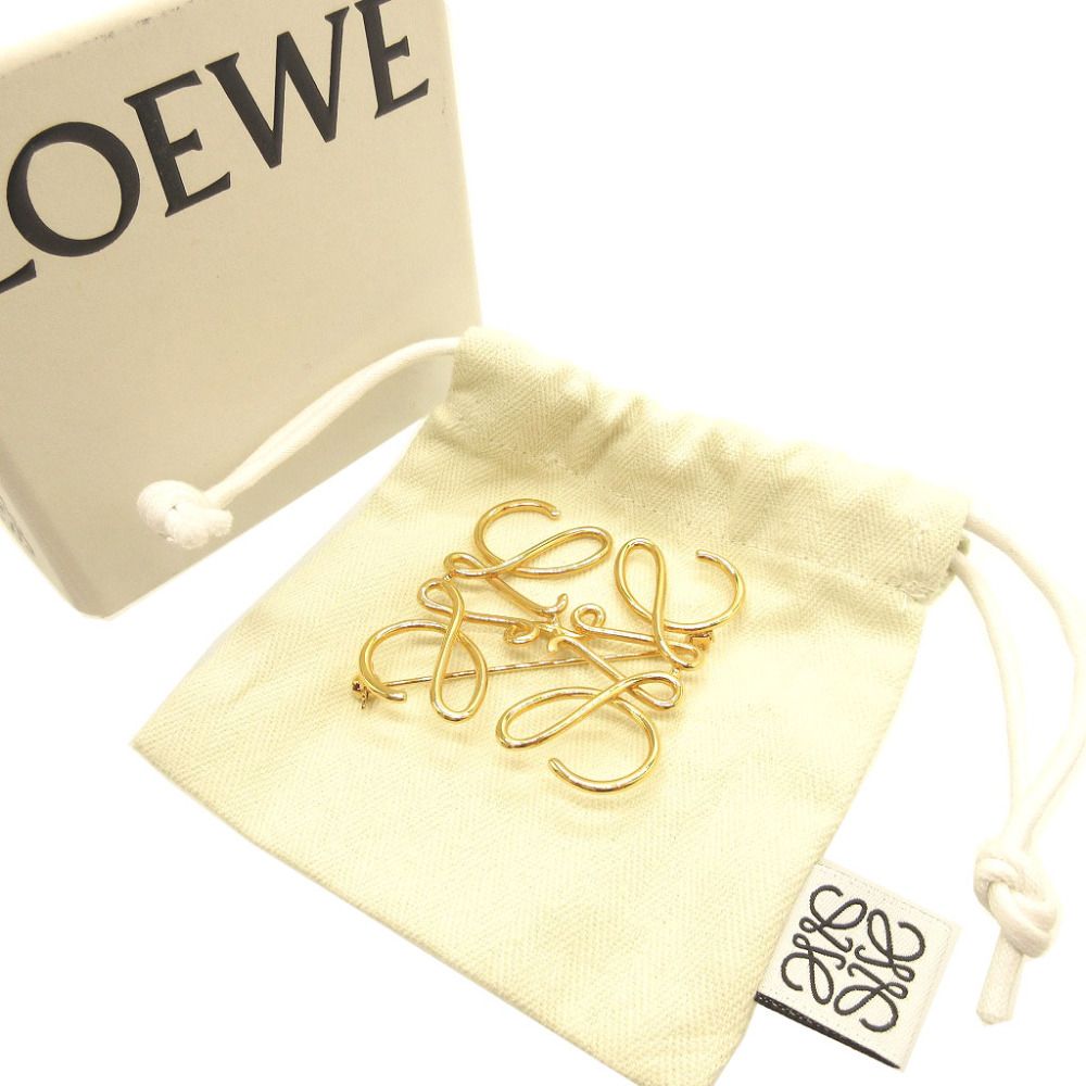 美品 ロエベ アナグラム メタル ゴールド ブローチ 0070LOEWE-