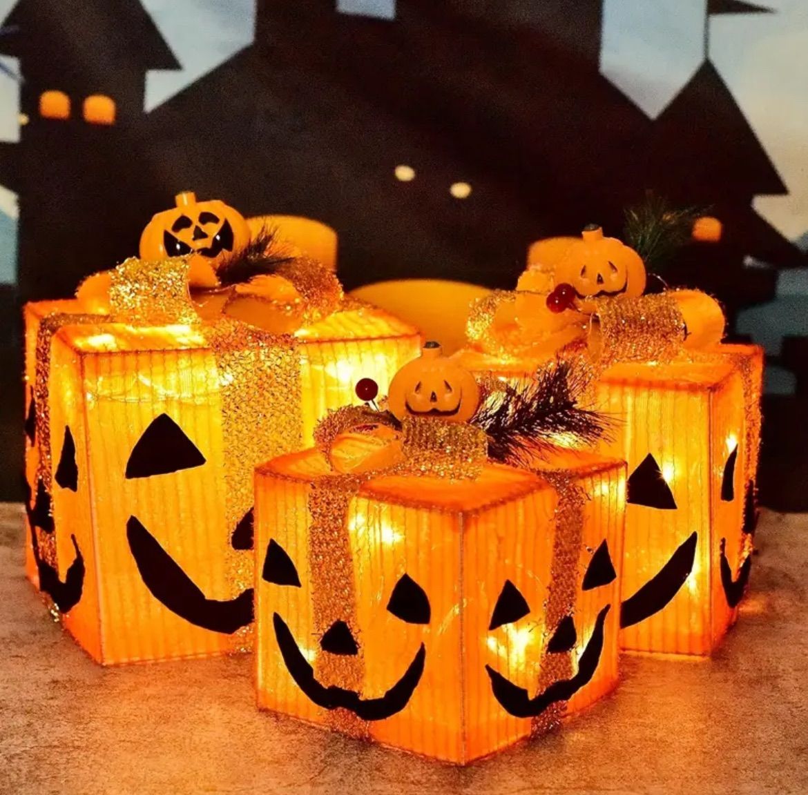 ハロウィーン　デコ　パンプキン＆お化け屋敷ランタン ハロウィン 飾り ハロウィンランプ 装飾 デコレーション