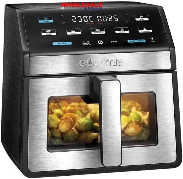 ホール ジャパン３か月保証 GOURMIA 窓付き デジタル エアーフライヤー 7.6L GAF858 GOURMIA Digital Air Fryer With Window and Light 7.6L